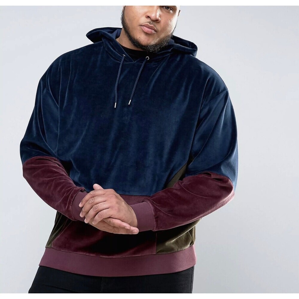 ASOS sweatshirt hoodie PLUS Oversized Cut & Sew Hoodie In Velour 4XL color block